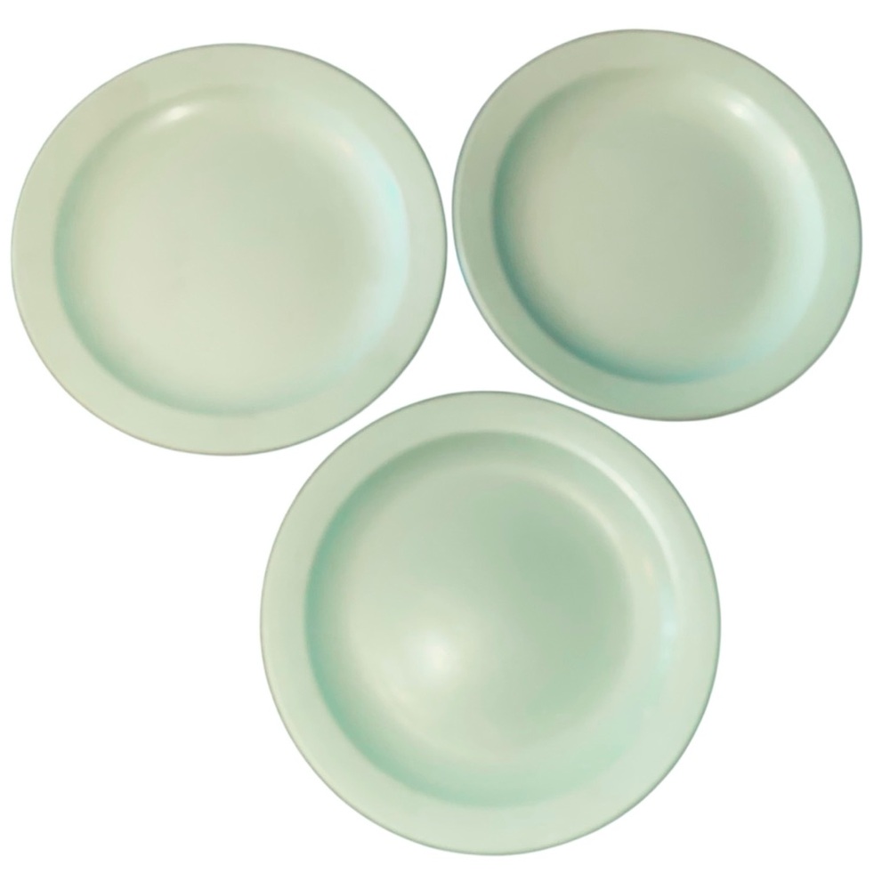 Boonton Ware 7" Plate Set Of 3 Melamine Vintage USA Made Mint Green
